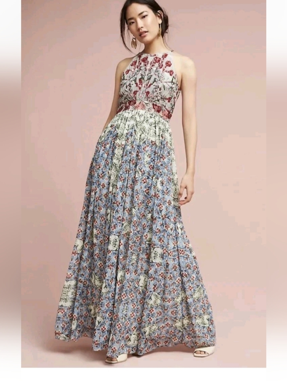 Anthropologie  Bhanuni By Jyoti Adelise Beaded Maxi Dress Size 0 P
